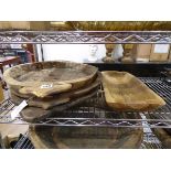 +VAT 3 x wooden circular trays and an oblong tray