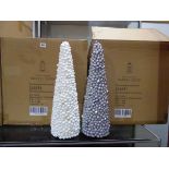+VAT 2 boxes of white and silver decorative trees