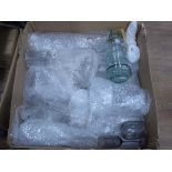 +VAT Large box of domestic and ornamental glassware