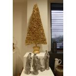 +VAT Gold decorative Christmas tree and limed nativity scene
