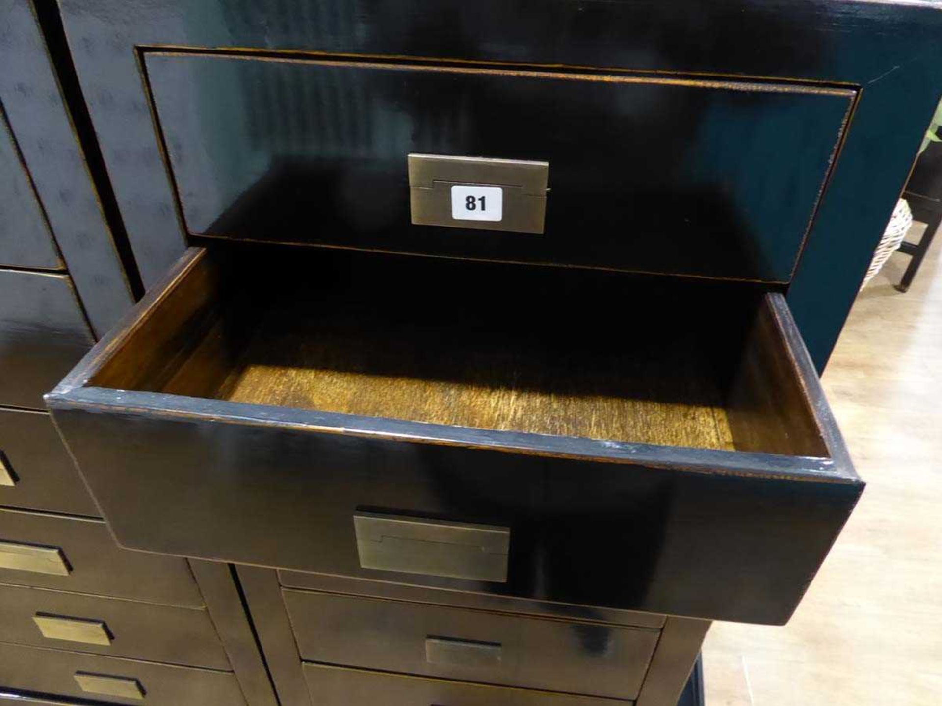 +VAT Tsang faux oriental black lacquered 8 drawer tallboy - Image 2 of 2