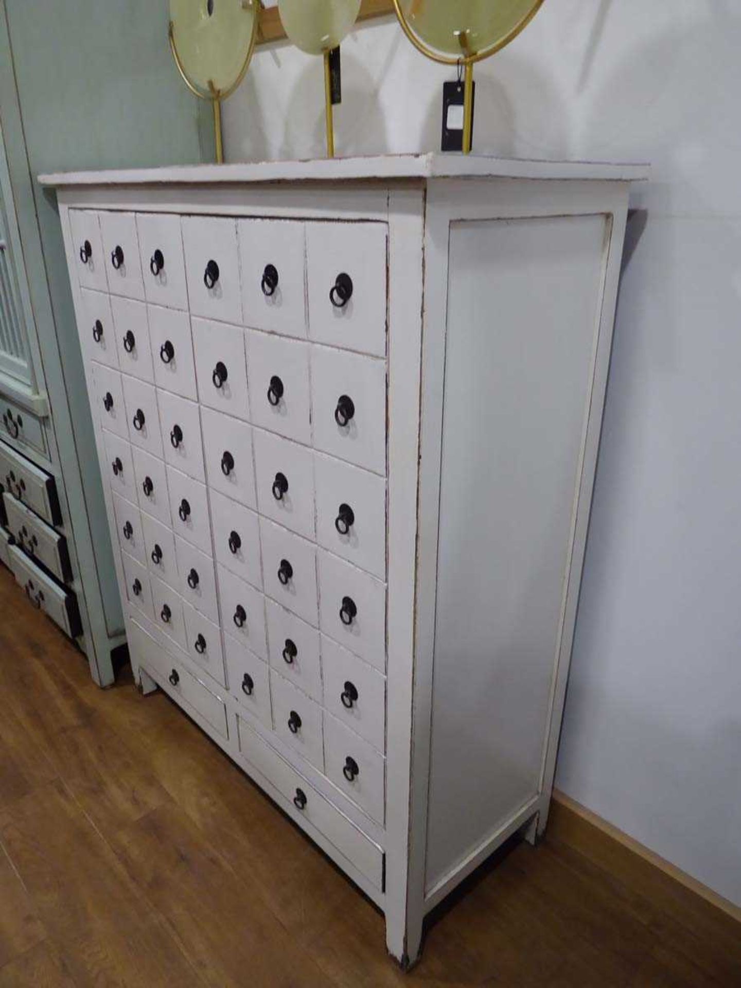 +VAT Tsang faux oriental white lacquered cabinet with 2 doors and 2 drawers (multi drawer style) - Image 2 of 4