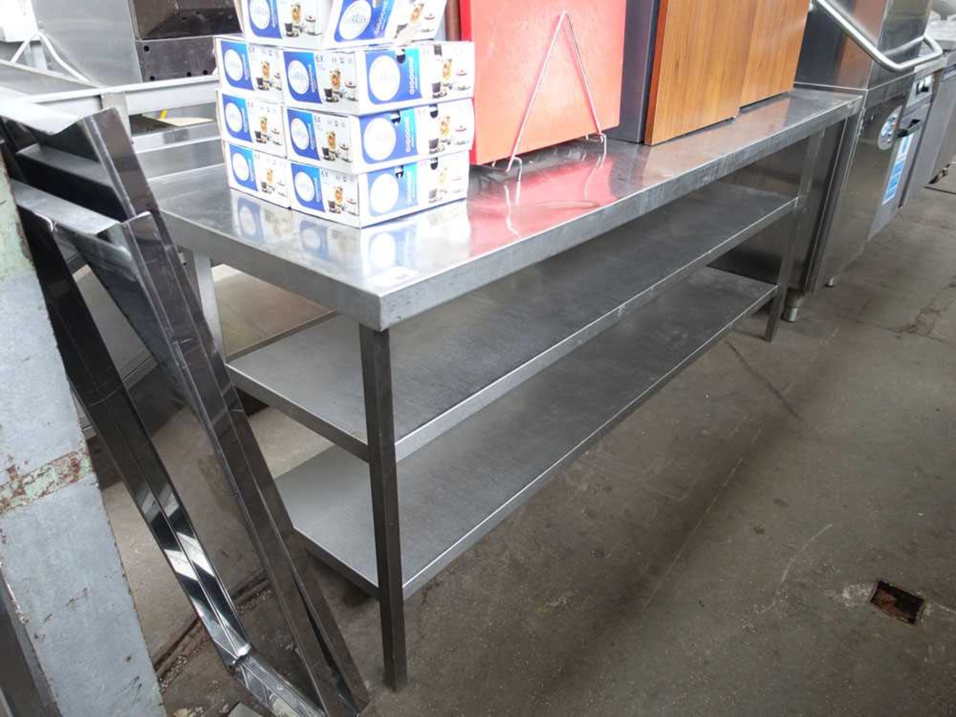 +VAT 200cm stainless steel preparation table with 2 shelves under