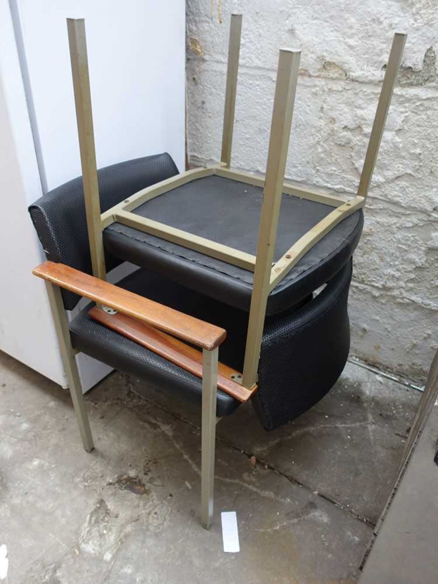 +VAT 3x mid 20th Century chairs with wooden arms - Image 2 of 2