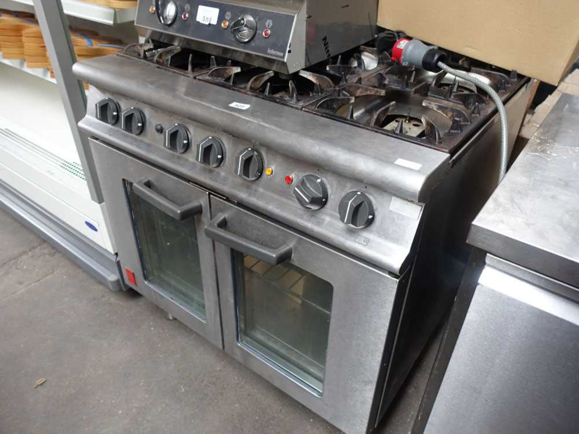 90cm gas Falcon 6 burner cooker with double door oven under