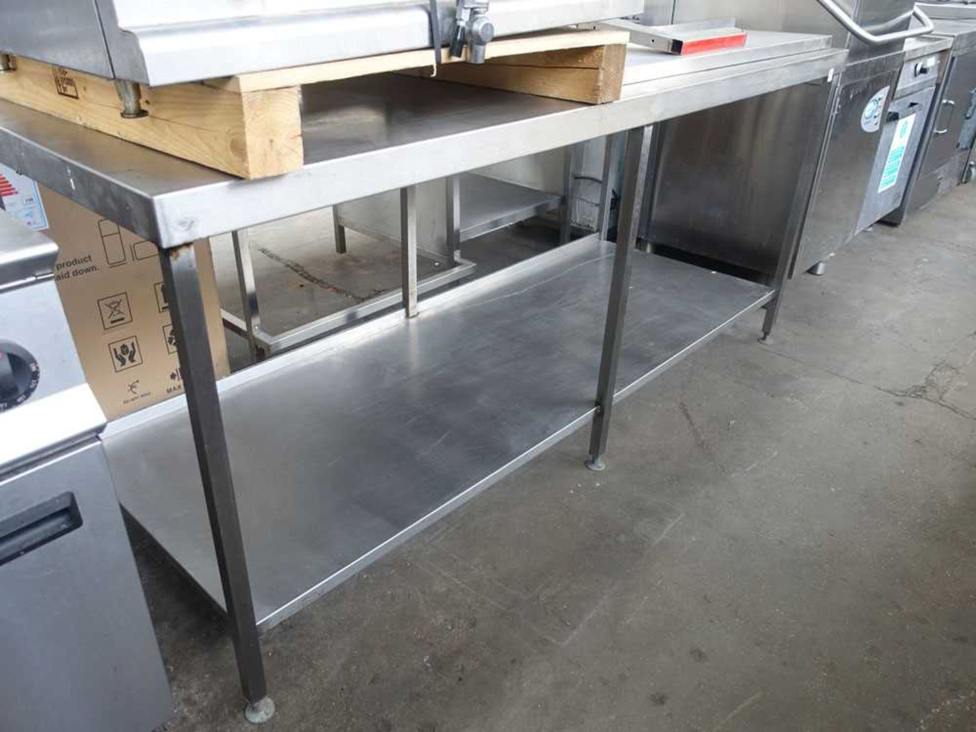 200cm stainless steel preparation table with shelf under