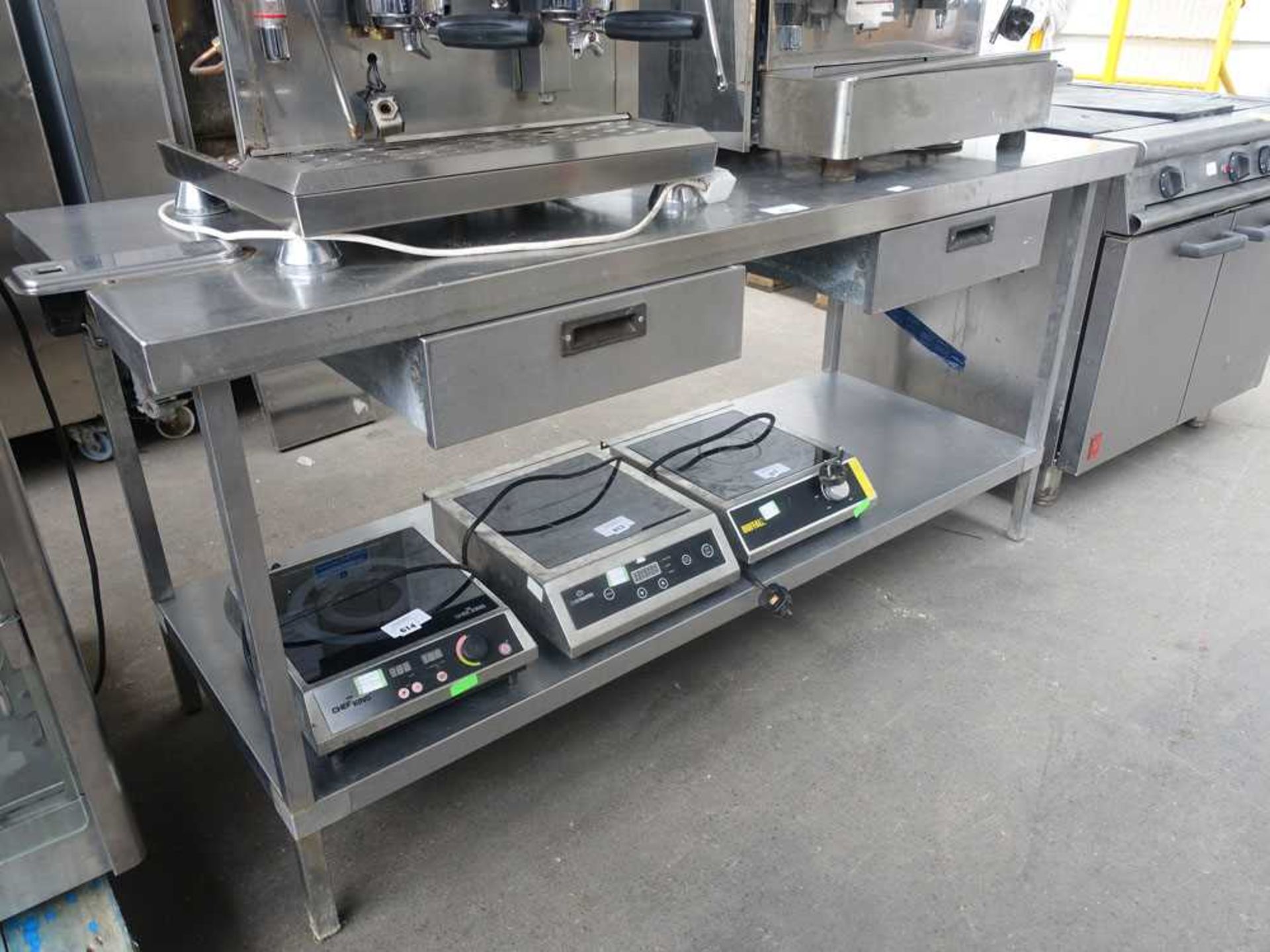 +VAT 180cm stainless steel preparation table with 2 drawers and shelf under