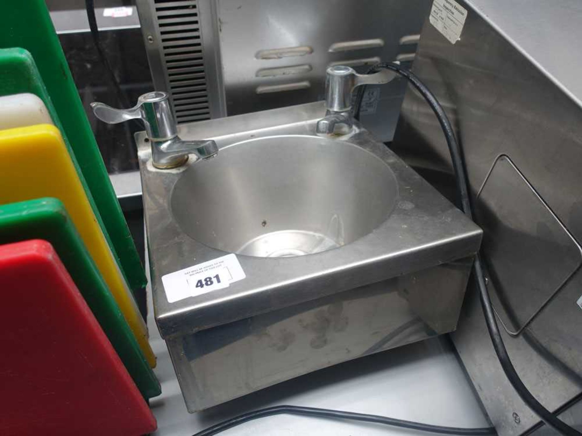 +VAT Small stainless steel hand basin with tap set