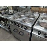 70cm electric Falcon 4 ring cooker with double door oven under