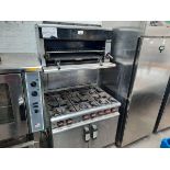 +VAT 90cm gas Moorwood Vulcan 6 burner cooker with 2 door oven under plus a salamander grill over