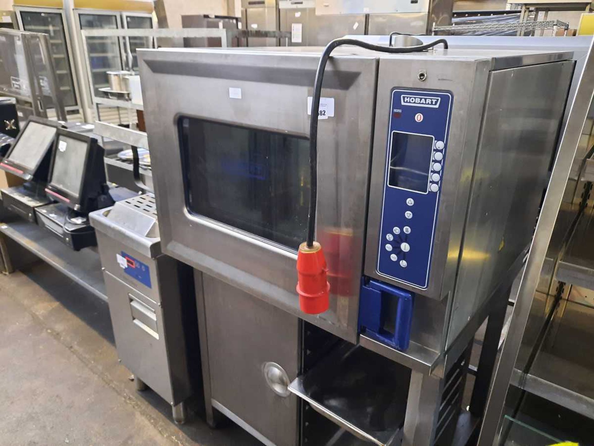 +VAT 90cm electric Hobart 6 grid combination oven on stand
