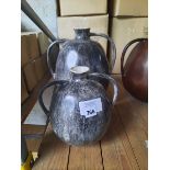 +VAT 1 large and 1 small grey marble effect vases