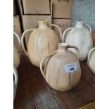 +VAT 1 large and 1 small light coloured wood effect vases