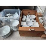 +VAT Table top of assorted white crockery to include casserole dishes, lasagne dishes, jugs, dip