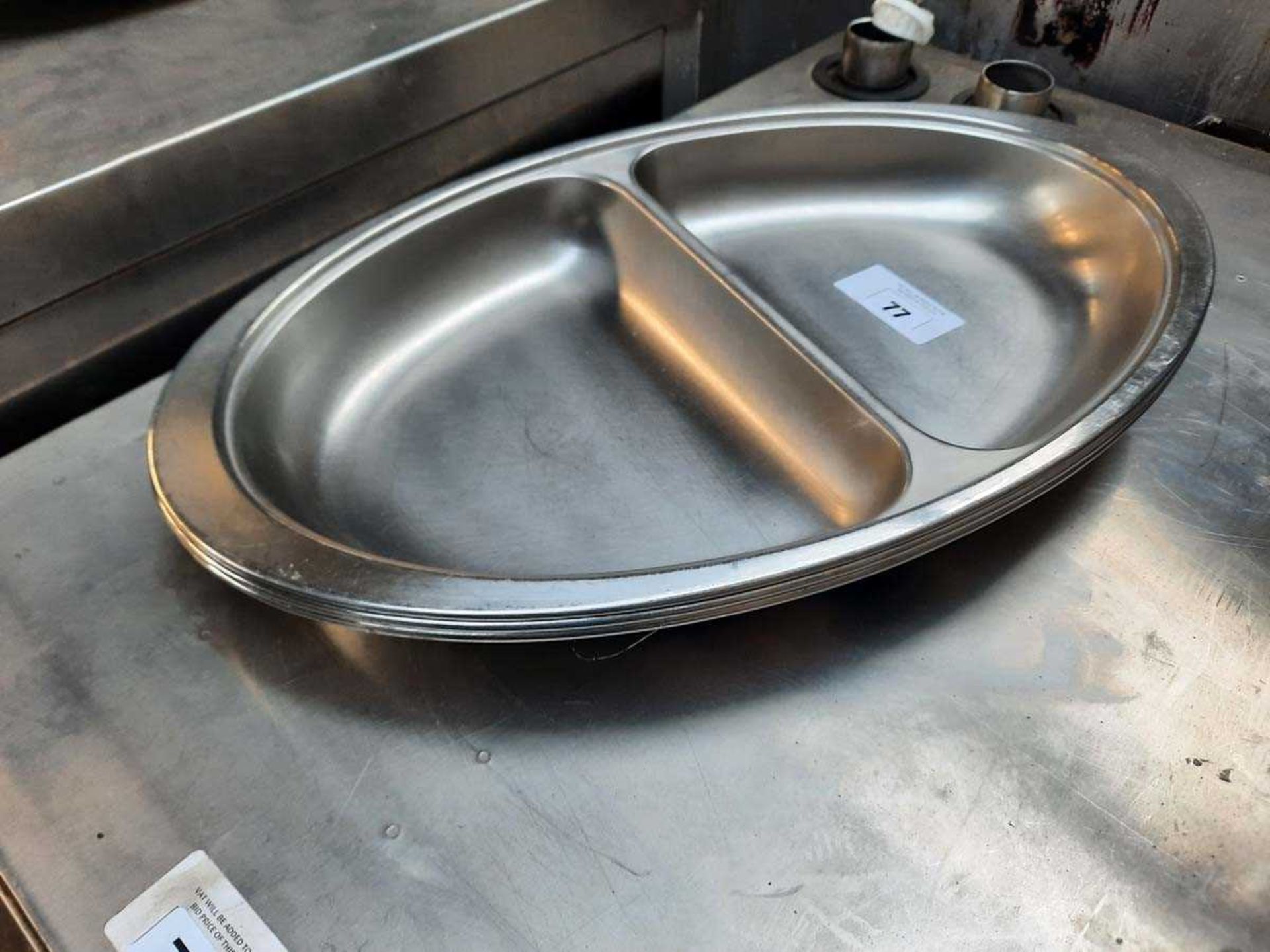 +VAT 3 large stainless steel divided platters