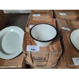 +VAT 2 boxes of 16 13cm enamel bowls in cream (32 in total)