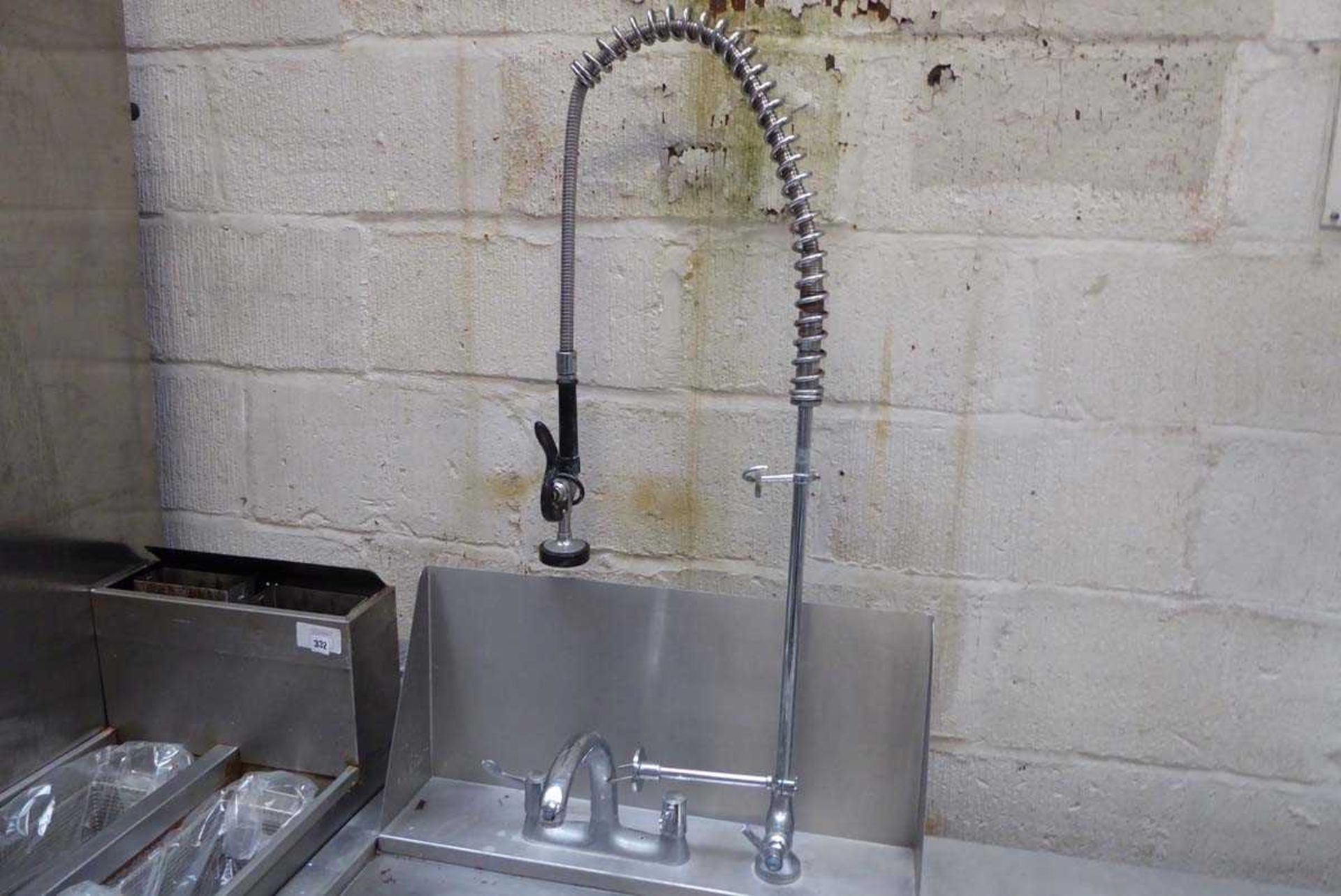 +VAT 150cm stainless steel single bowl sink unit with tap. pre-rinse tap and draining board - Image 4 of 4