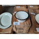 +VAT 2 boxes of 16 13cm enamel bowls in cream (32 in total)