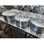 3 large Bravo cooking pots with handles and lids