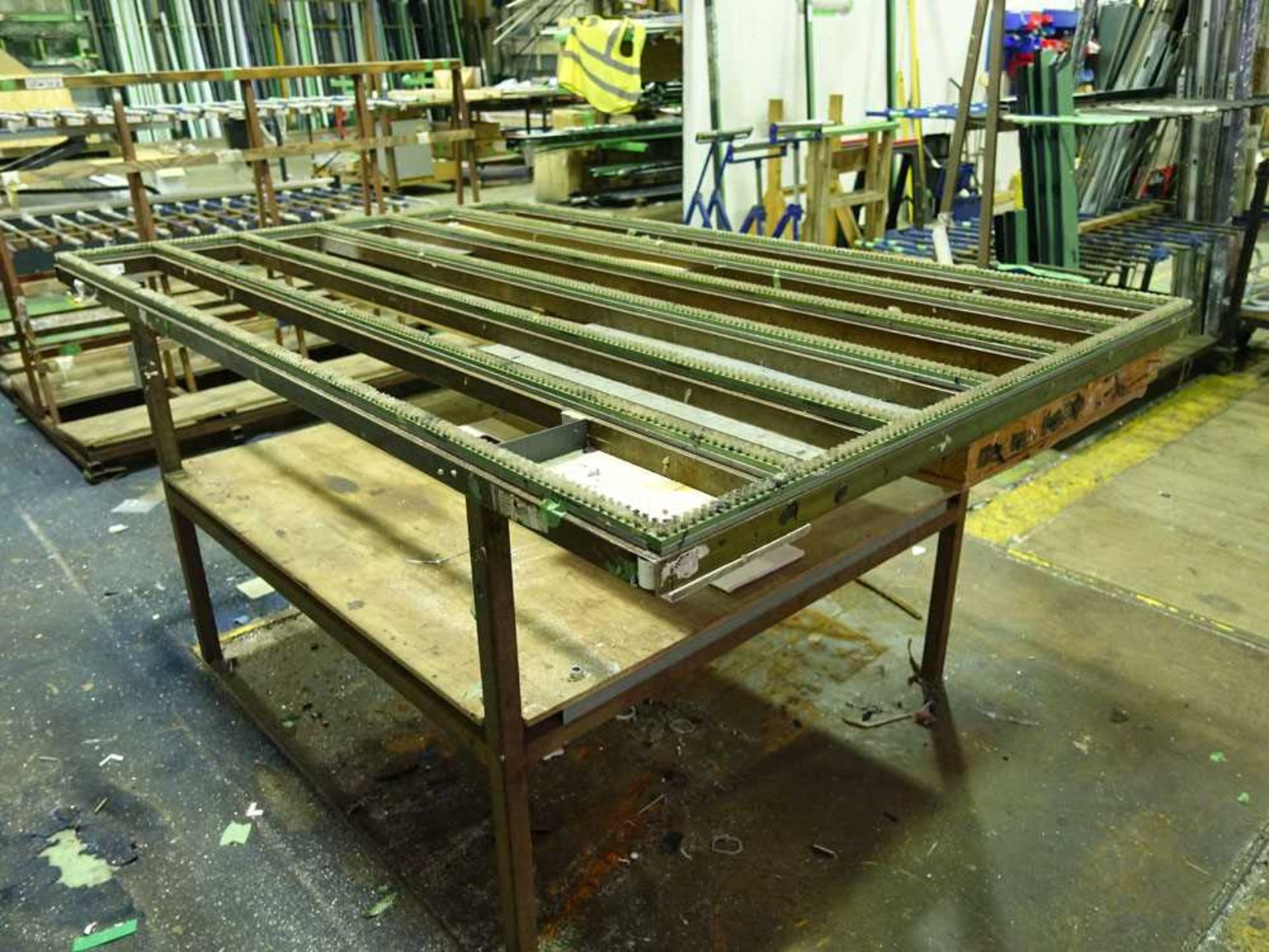 +VAT 200cm x 130cm metal framed work bench with Mink-Bursten brushed top - Image 2 of 2
