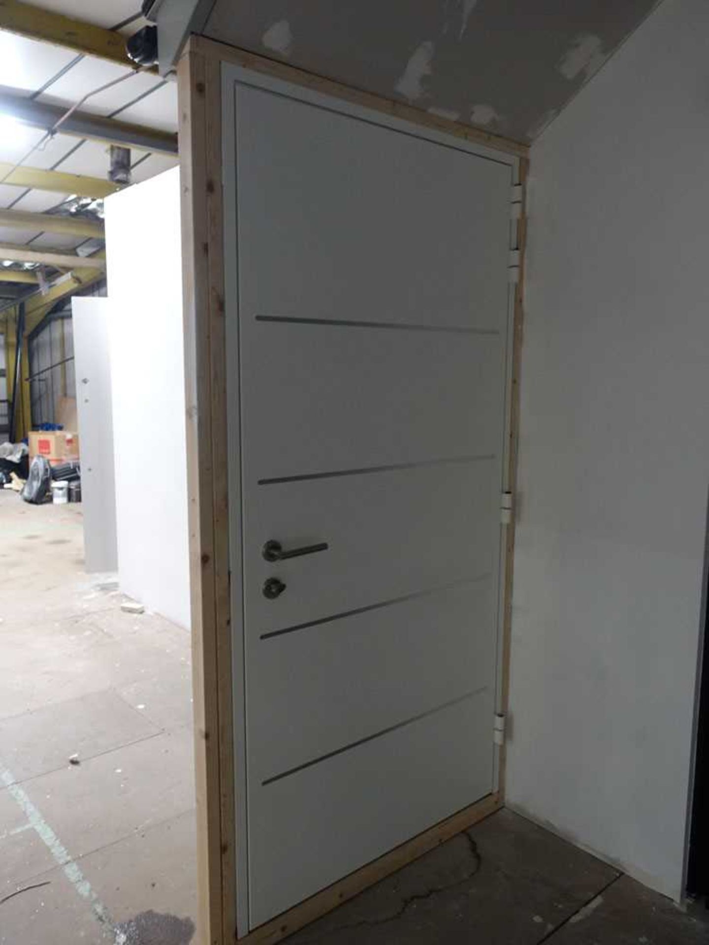+VAT Approx 110cm wide Smarts aluminium door with frame and long bar handle - Image 2 of 2