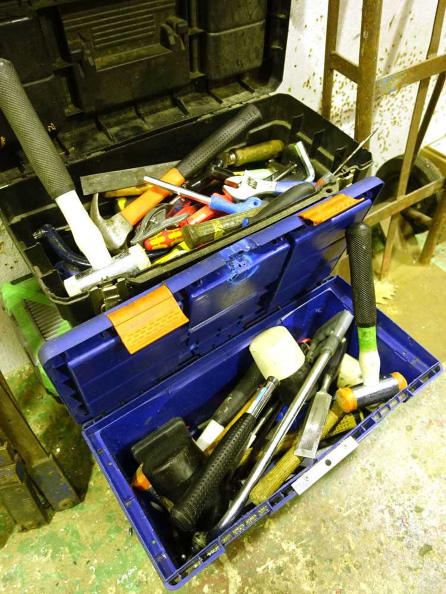 +VAT Sack barrow plus 3 x tool boxes with contents, 3 x part sash cramps and 2 x spirit levels - Image 2 of 3