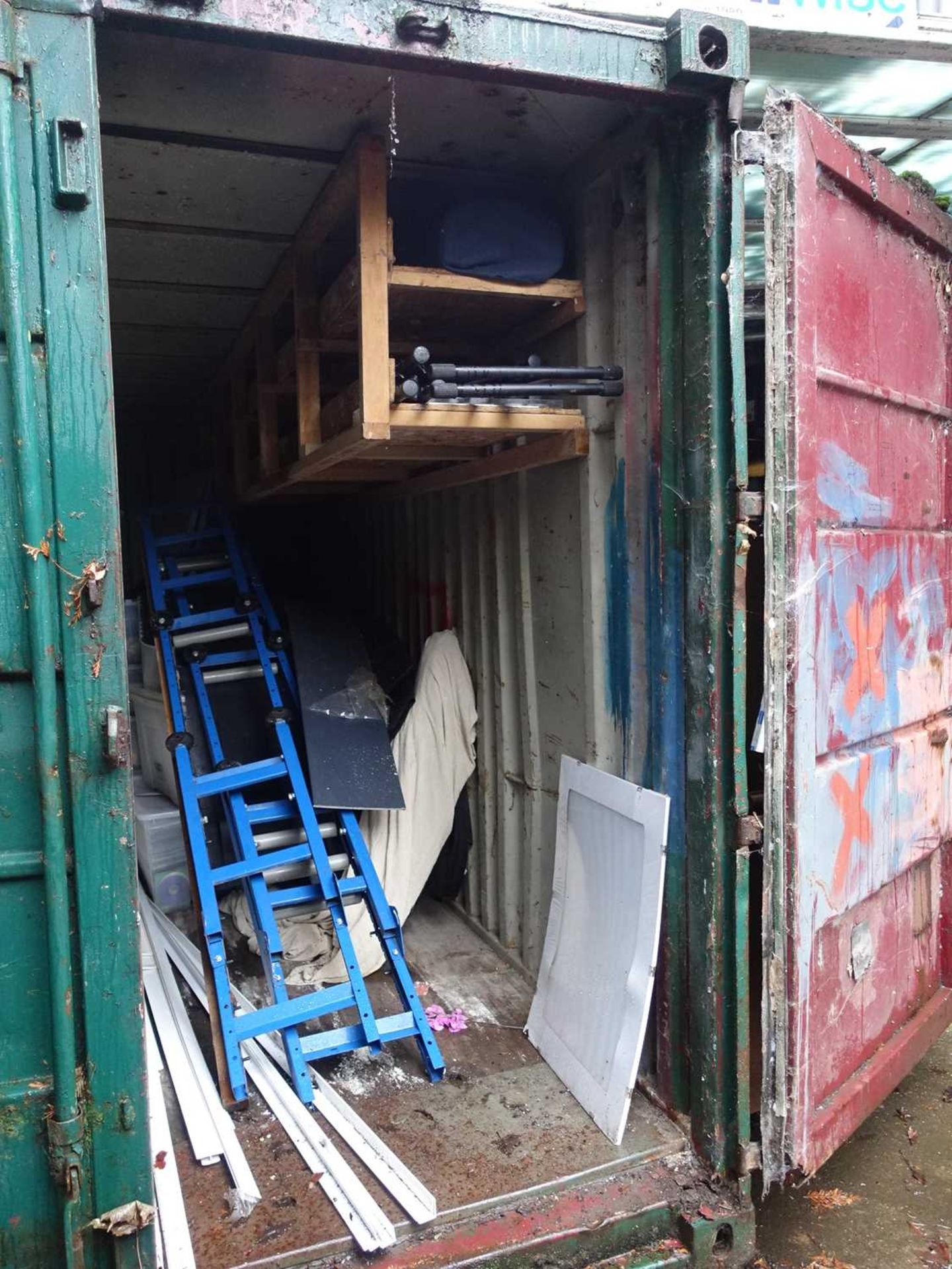 +VAT 20ft green shipping container with double doors and contents of UPVC sills and profiles etc, - Image 6 of 6