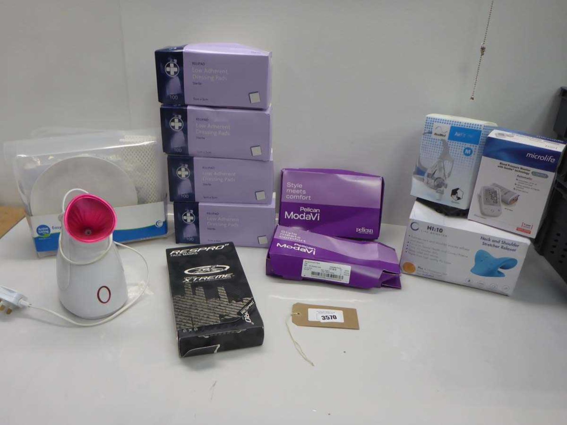 +VAT Facial steamer, Pelican ModaVi drainage pouches, ResMed nasal mask, Blood pressure monitor,