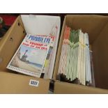 2 boxes containing Private Eye and geological magazines