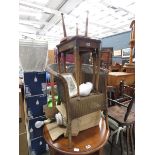 Lloyd Loom style chair, stool, nest of 2 tables and a table lamp