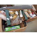 Two boxes containing books, general crockery, glassware and household goods