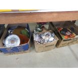 2 x boxes containing Doulton and Coniston and other crockery plus glassware and a mirror