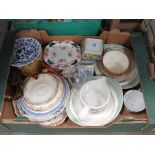 Box containing glass ware, water jug, side plates and dinner plates