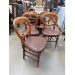 +VAT Five Victorian balloon back dining chairs