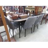 +VAT Oak finished dining table plus 6 grey suede chairs