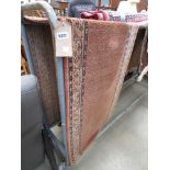 (4) Pink floral carpet runner