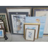 Quantity of prints to include country cottage, harbour scene, Monet's poppies and 2 Russell Flint