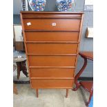 Narrow teak chest of drawers