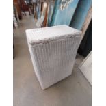 Lloyd Loom style laundry basket plus a mirror in cream frame