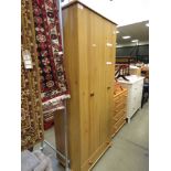 +VAT Pine finished double wardrobe with drawer under