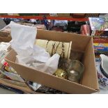 2 boxes containing glass ale mugs, dishes, vases, commemorative ware and china