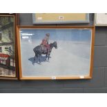 Remington print of North American Indian in snowy landscape