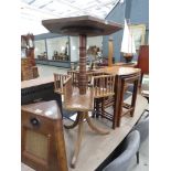 Hexagonal Edwardian table with book shelf under