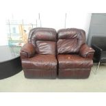 +VAT Brown leather effect 2 seater reclining sofa