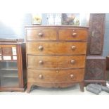 Victorian mahogany bow fronted chest of 2 over 3 drawers