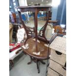 Inlaid oval side table plus Edwardian occasional table with second tier