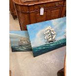 Two Marchington oils on canvas of sailing ships at sea