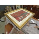 box containing painting of autumn woodland plus a quantity of engravings