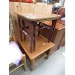 Faux walnut nest of 2 tables plus a square lamp table