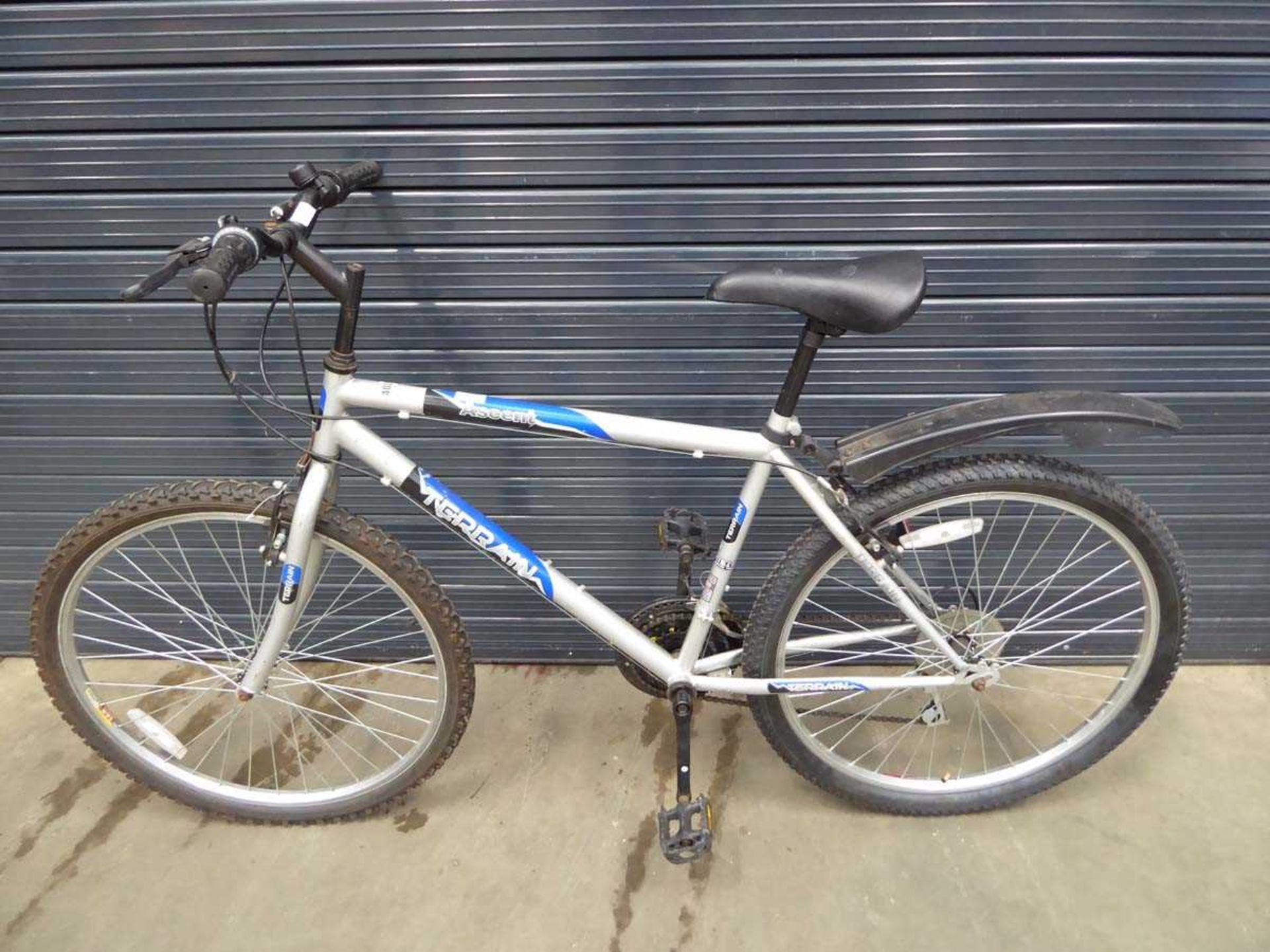 Silver and blue Terrain mountain bike